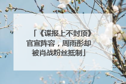 《谍报上不封顶》官宣阵容，周雨彤却被肖战粉丝抵制