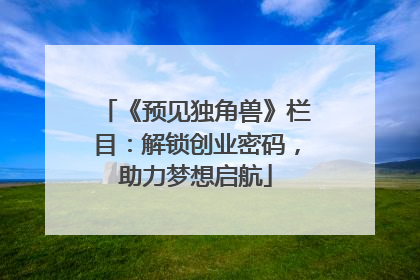 《预见独角兽》栏目：解锁创业密码，助力梦想启航