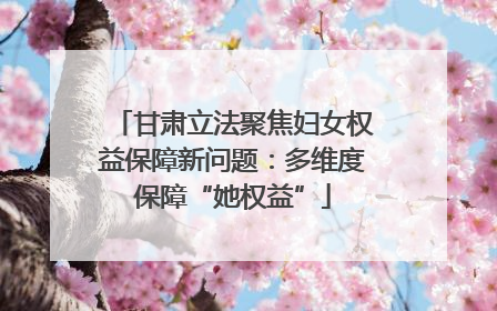 甘肃立法聚焦妇女权益保障新问题：多维度保障“她权益”