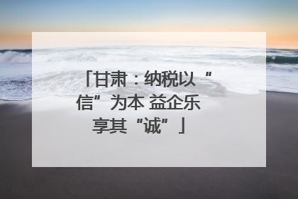 甘肃：纳税以“信”为本 益企乐享其“诚”