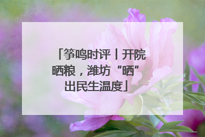 筝鸣时评丨开院晒粮，潍坊“晒”出民生温度