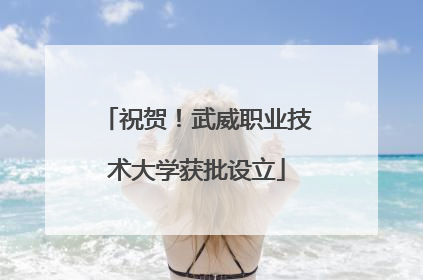 祝贺！武威职业技术大学获批设立