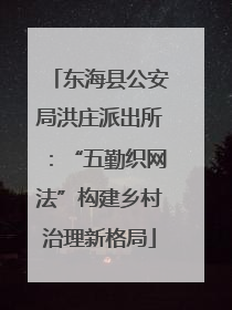 东海县公安局洪庄派出所：“五勤织网法”构建乡村治理新格局