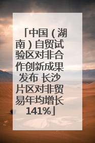中国（湖南）自贸试验区对非合作创新成果发布 长沙片区对非贸易年均增长141%