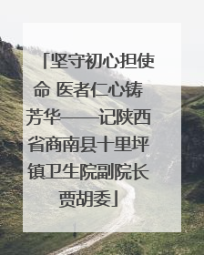 坚守初心担使命 医者仁心铸芳华——记陕西省商南县十里坪镇卫生院副院长贾胡委