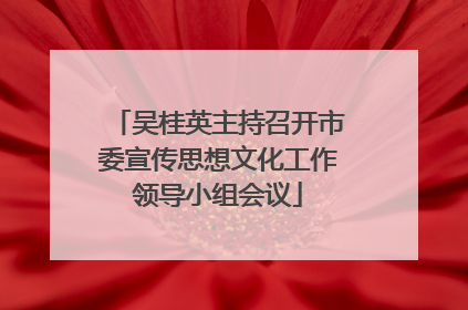 吴桂英主持召开市委宣传思想文化工作领导小组会议
