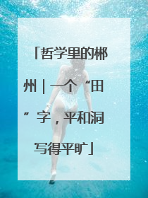 哲学里的郴州｜一个“田”字，平和洞写得平旷