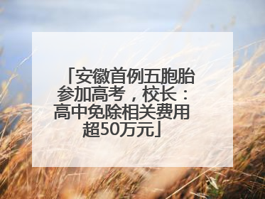 安徽首例五胞胎参加高考，校长：高中免除相关费用超50万元