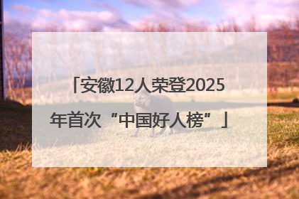 安徽12人荣登2025年首次“中国好人榜”