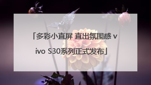 多彩小直屏 直出氛围感 vivo S30系列正式发布