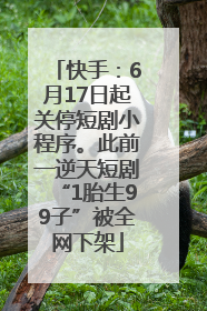 快手：6月17日起关停短剧小程序。此前一逆天短剧“1胎生99子”被全网下架