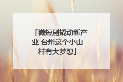 微短剧撬动新产业 台州这个小山村有大梦想