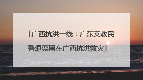 广西抗洪一线：广东支教民警退票留在广西抗洪救灾