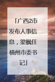 广西2市发布人事信息，梁枫任横州市委书记