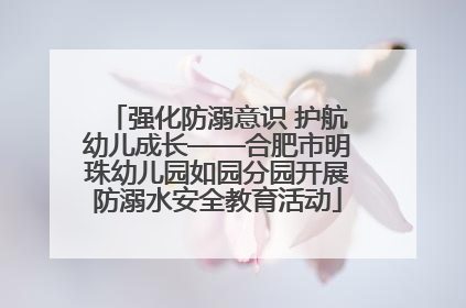 强化防溺意识 护航幼儿成长——合肥市明珠幼儿园如园分园开展防溺水安全教育活动