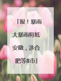 报！暴雨大暴雨将抵安徽，涉合肥等8市