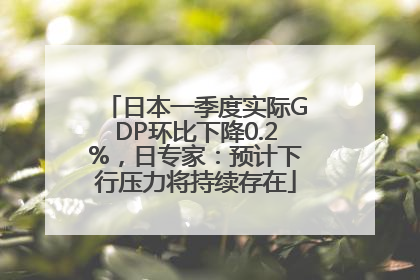 日本一季度实际GDP环比下降0.2%，日专家：预计下行压力将持续存在