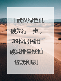 武汉绿色低碳先行一步，39位居民用碳减排量抵扣贷款利息