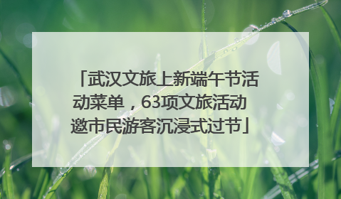 武汉文旅上新端午节活动菜单，63项文旅活动邀市民游客沉浸式过节