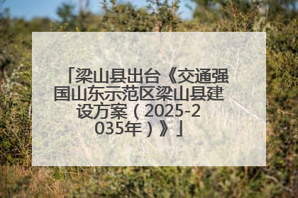 梁山县出台《交通强国山东示范区梁山县建设方案（2025-2035年）》