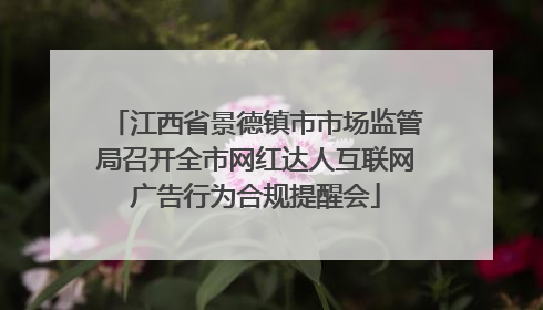 江西省景德镇市市场监管局召开全市网红达人互联网广告行为合规提醒会