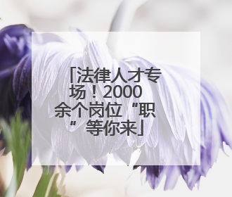 法律人才专场！2000余个岗位“职”等你来