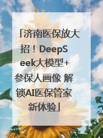 济南医保放大招！DeepSeek大模型+参保人画像 解锁AI医保管家新体验