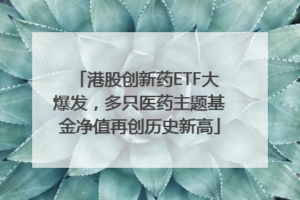 港股创新药ETF大爆发，多只医药主题基金净值再创历史新高