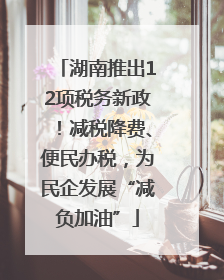 湖南推出12项税务新政！减税降费、便民办税，为民企发展“减负加油”