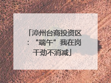 漳州台商投资区：“端午”我在岗 干劲不消减