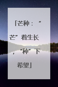 芒种：“芒”着生长，“种”下希望