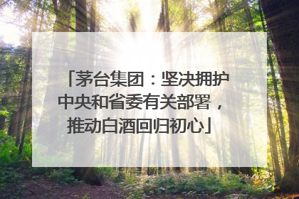 茅台集团：坚决拥护中央和省委有关部署，推动白酒回归初心