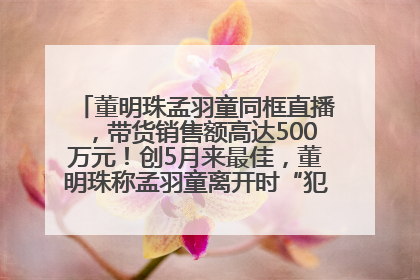 董明珠孟羽童同框直播，带货销售额高达500万元！创5月来最佳，董明珠称孟羽童离开时“犯了很大的错”