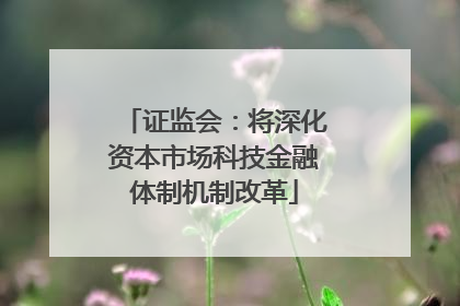 证监会：将深化资本市场科技金融体制机制改革
