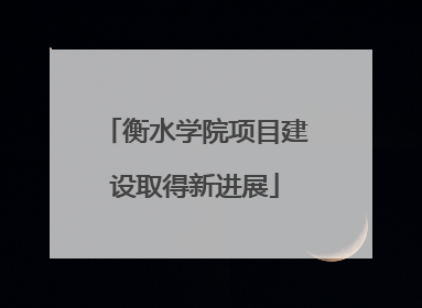 衡水学院项目建设取得新进展