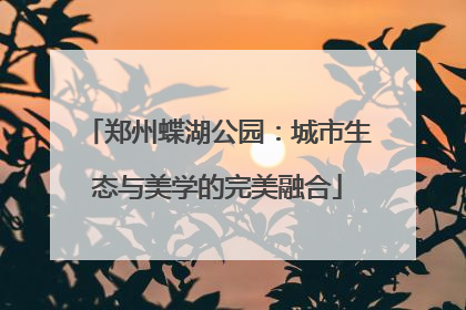 郑州蝶湖公园：城市生态与美学的完美融合