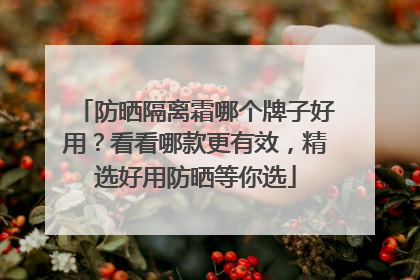 防晒隔离霜哪个牌子好用？看看哪款更有效，精选好用防晒等你选