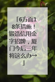 6方面18条措施！锻造信用金字招牌，厦门今后三年将这么办→