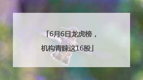 6月6日龙虎榜，机构青睐这16股